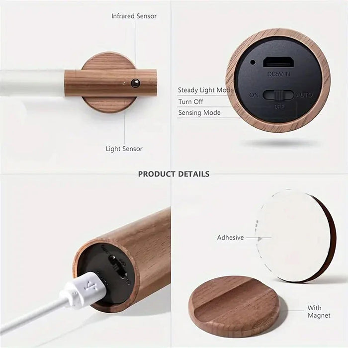 Wireless Motion Sensor LED Wall Light – USB Rechargeable Magnetic Night Lamp