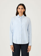 Women's Cotton Shirt in Light Blue/White