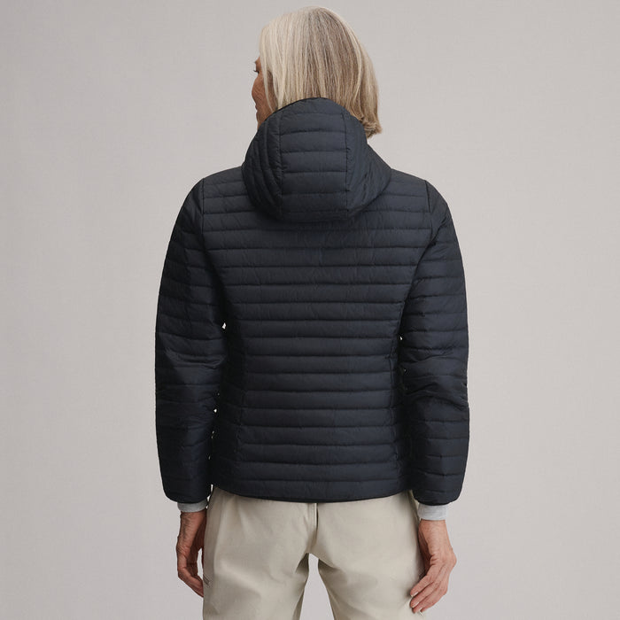 Women's Microlight Hooded Down Jacket-Black-2