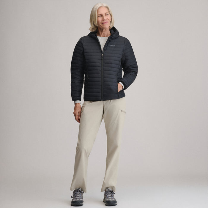 Women's Microlight Hooded Down Jacket-Black-5