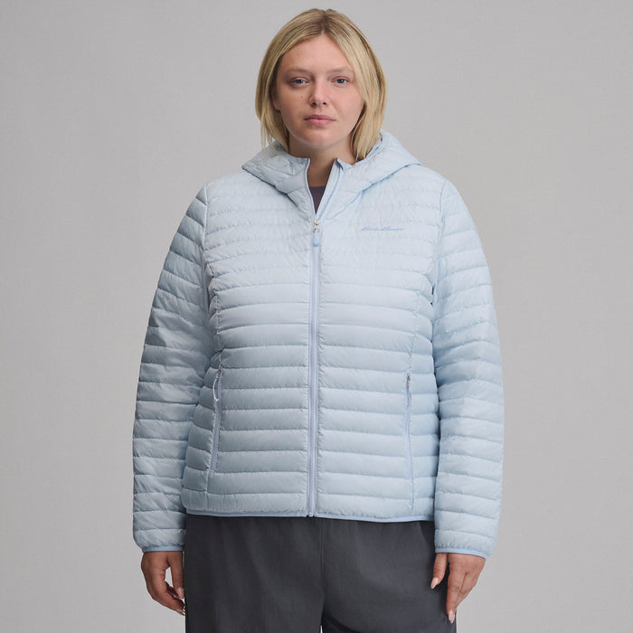 Women's Microlight Hooded Down Jacket-Ice-1