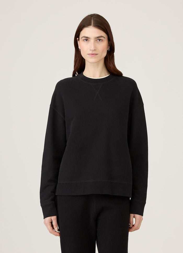 Women's Relaxed Loopback Sweatshirt in Black