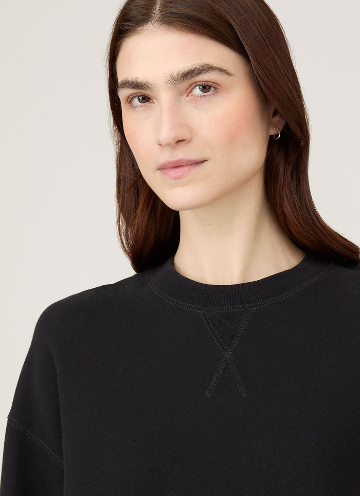 Women's Relaxed Loopback Sweatshirt in Black