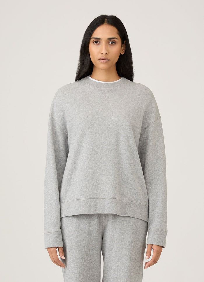 Women's Relaxed Loopback Sweatshirt in Grey Melange