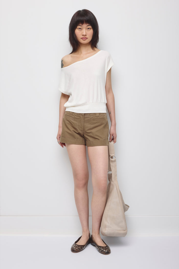 Women's Zahra Off Shoulder Tee in Marshmallow