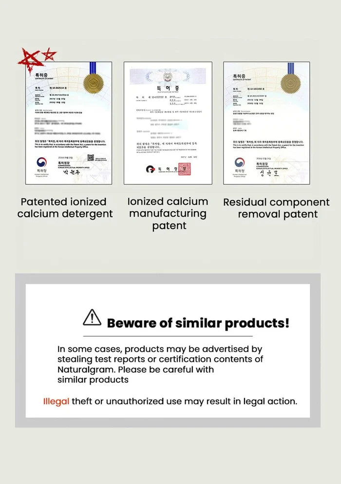 Patent information and warning label on a white background