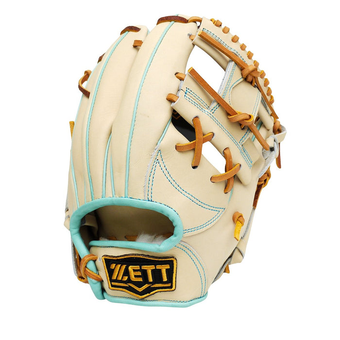 ZETT Pro Model Elite 11.5 inch Infielder Glove - Beige/Skyblue #6