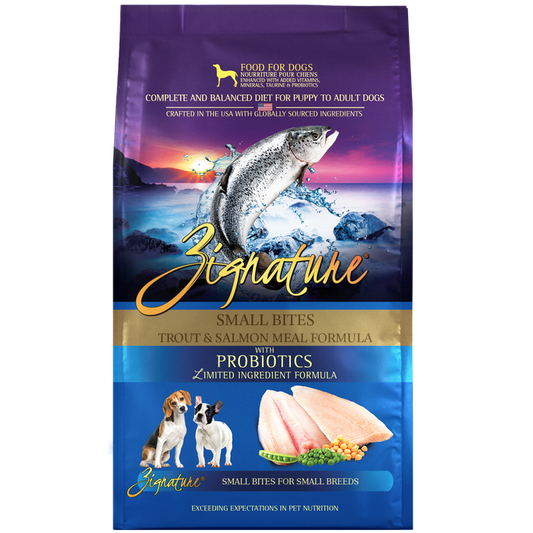 Zignature Trout and Salmon Meal Small Bites Formula Dry Dog Food
