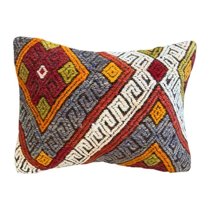 Zinc Handmade Turkish kilim pillow cover made with vintage rugs 9x12